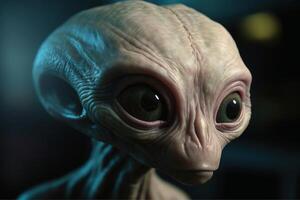 A photo realistic portrait of an alien created with technology.