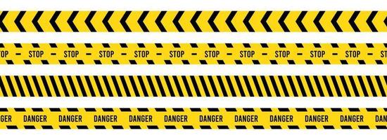 precaución, la seguridad cinta. amarillo, negro raya peligro cinta para atencion, peligro cinta. policía, construcción zona firmar bandera, barrera símbolo vector