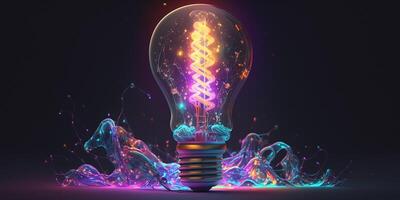 Light bulb Neon Lights, free space photo