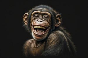 Portrait of a laughing monkey AI Generated photo