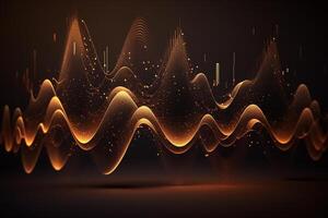 Wave of musical sounds. Abstract background with interweaving of dots and lines photo