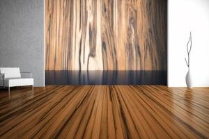 Wood empty surface and Living room as background photo