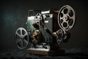film projector on a dark background photo