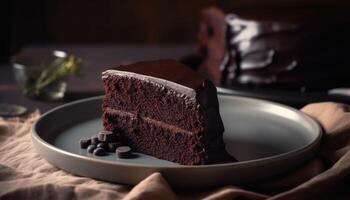 A stack of chocolate cake on white background, homemade bakery, and dessert. Bakery, confectionery concept. Chocolate spongy cakes with walnuts. . photo