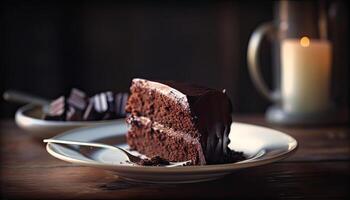 A stack of chocolate cake on white background, homemade bakery, and dessert. Bakery, confectionery concept. Chocolate spongy cakes with walnuts. . photo