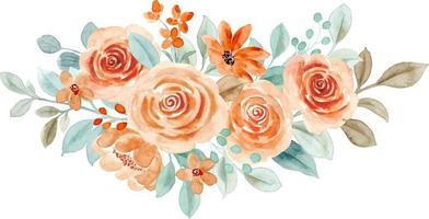 Rose flower bouquet with watercolor for background, wedding, fabric, textile, greeting, card, wallpaper, banner, sticker, decoration etc. vector