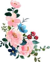 Watercolor pink flower bouquet for background, wedding, fabric, textile, greeting, card, wallpaper, banner, sticker, decoration etc. vector