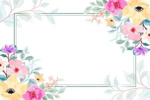 Colorful floral watercolor frame for wedding, birthday, card, background, invitation, wallpaper, sticker, decoration etc. vector