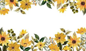 acuarela amarillo flor frontera para boda, cumpleaños, tarjeta, fondo, invitación, fondo de pantalla, pegatina, decoración etc. vector