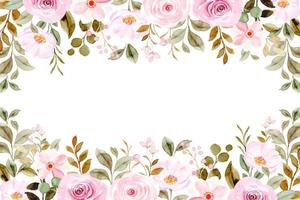 Pink rose flower border with watercolor for wedding, birthday, card, background, invitation, wallpaper, sticker, decoration etc. vector