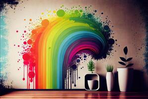 Rainbow grunge graffiti abstract concept background. photo