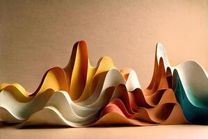 Bright abstract 3d paper craft waves, Generative AI photo