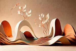 Bright abstract 3d paper craft waves, photo