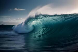 beautiful Ocean waves closeup view. different styles, paper cut, painting, drawing photo