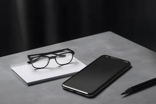 Mockup of modern laptop, smartphone, mac, pc, tablet on the table photo