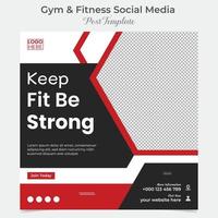 fitness and gym workout training social media post and square flyer post banner template design vector