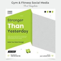 fitness gym social media post and square flyer post banner template design package vector