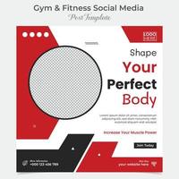 gym and fitness promotional square flyer post banner and social media post template design vector