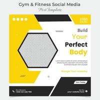 gym workout square flyer post banner and social media post template design vector