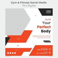 gym and fitness square flyer post banner and social media post template design vector