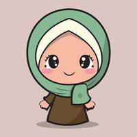 cute and adorable hijab muslim woman vector illustration