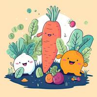 Seamless pattern with vegetables.Seamless pattern can be used for t-shirt graphics, print. Vector illustration. . photo