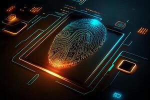 Fingerprint scanning, biometric identification and security login. photo