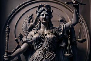 Themis holds the Scales of Justice. The concept of Justice. photo