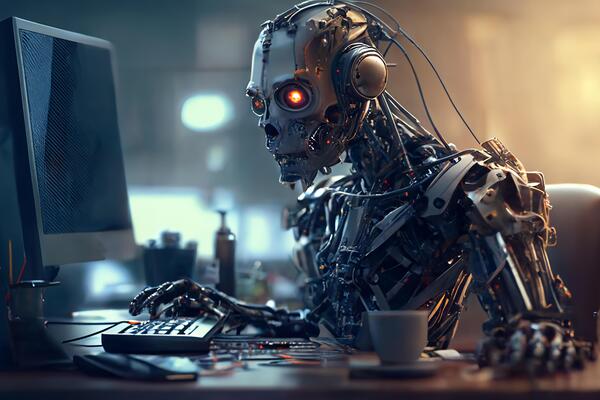 Robot At Computer Stock Photos, Images and Backgrounds for Free Download