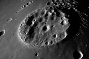 The surface of the planet Mercury with craters from asteroids. Outer space. photo