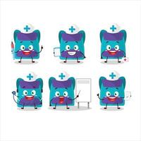 Doctor profession emoticon with blue bag cartoon character vector
