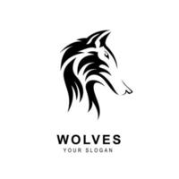 Wolf head logo. Black and white emblem. Vector illustration