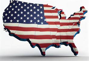 mapa de el Estados Unidos con americano bandera. generar ai. foto