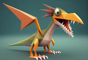 Pterodactyl dinosaur cartoon character. Generate Ai. photo