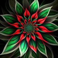 Flower with a green and red design. Generate Ai. photo