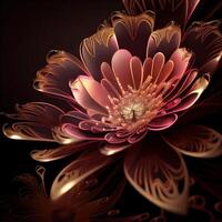 Flower with a gold and pink design. Generate Ai. photo