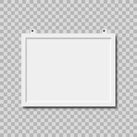 Realistic landscape photo frame template. Empty white picture frame mockup template vector