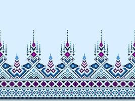 Cross Stitch and Pixel Ethnic Patterns Bring Vibrant Style to Fabrics, Sarees, and Ikat Designs, blue cross stitch color. Traditional Design. vector