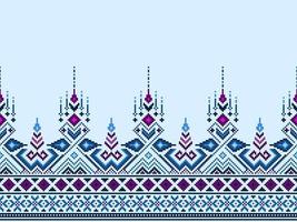 cruzar puntada y píxel étnico patrones traer vibrante estilo a telas, saris, y ikat diseños, azul cruzar puntada color. tradicional diseño. vector