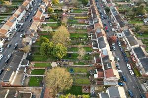 Aerial View of Luton Residential District of Saint Augustine Ave Luton England England Great Britain. The Image was Captured on 06-April-2023 with Drone's Camera During Sunset photo