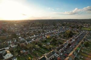 Aerial View of Luton Residential District of Saint Augustine Ave Luton England England Great Britain. The Image was Captured on 06-April-2023 with Drone's Camera During Sunset photo