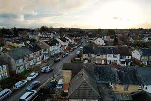 Aerial View of Luton Residential District of Saint Augustine Ave Luton England England Great Britain. The Image was Captured on 06-April-2023 with Drone's Camera During Sunset photo