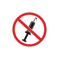 No Vaccine Icon. Contain Syringe and Ban Signs. Editable Vector EPS Symbol Illustration.