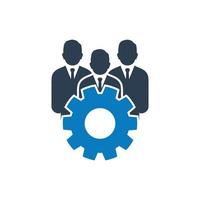 Technical Support Team Icon. Contain Man, Settings and Gear Signs. Editable Vector EPS Symbol Illustration.