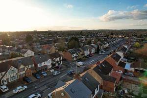 Aerial View of Luton Residential District of Saint Augustine Ave Luton England England Great Britain. The Image was Captured on 06-April-2023 with Drone's Camera During Sunset photo