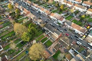 Aerial View of Luton Residential District of Saint Augustine Ave Luton England England Great Britain. The Image was Captured on 06-April-2023 with Drone's Camera During Sunset photo