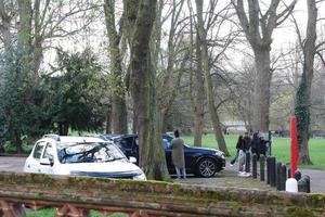 Beautiful Low Angle View of Wardown Public Park of Luton England Great Britain. Image was Captured on 03-April-2023 photo