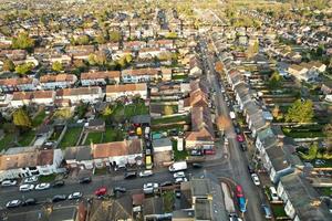 Aerial View of Luton Residential District of Saint Augustine Ave Luton England England Great Britain. The Image was Captured on 06-April-2023 with Drone's Camera During Sunset photo