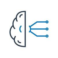 Artificial Intelligence AI line Icon. Brain and Chips Sign. Editable Vector Symbol Illustration.
