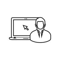 Computer user line icon. Flat style vector EPS.